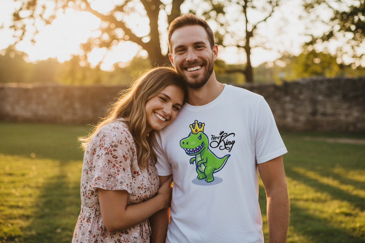 Her King Rex - Matching Couples Valentines Day T-Shirt
