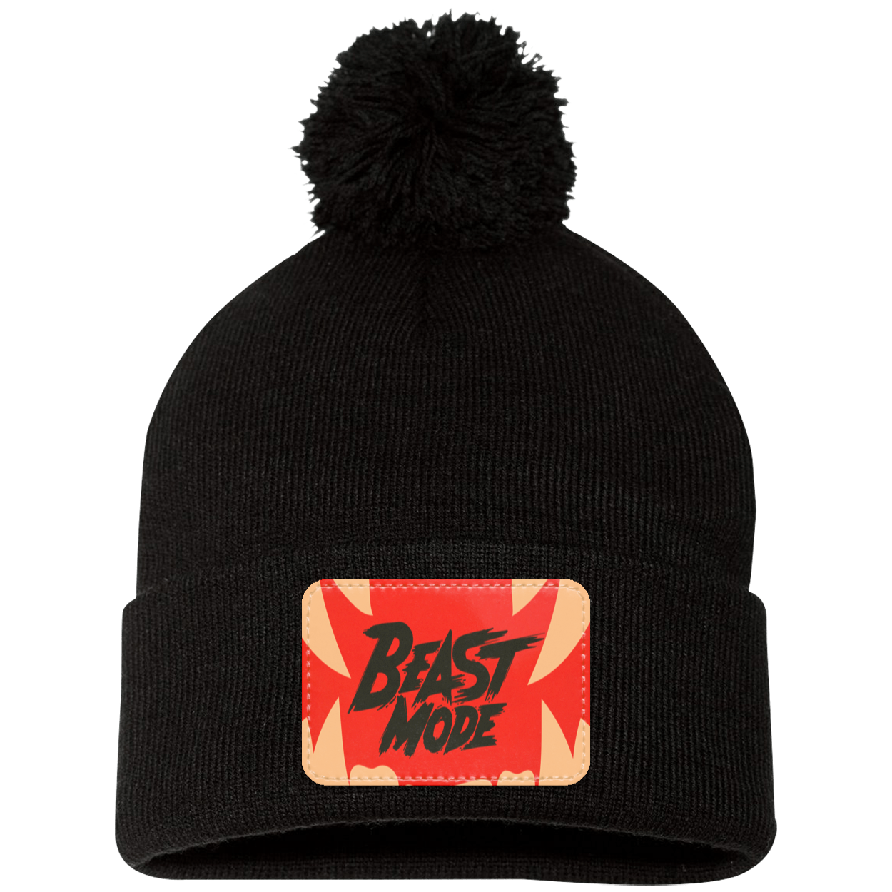 Beast Mode Fangs Pom Pom Knit Cap - Patch