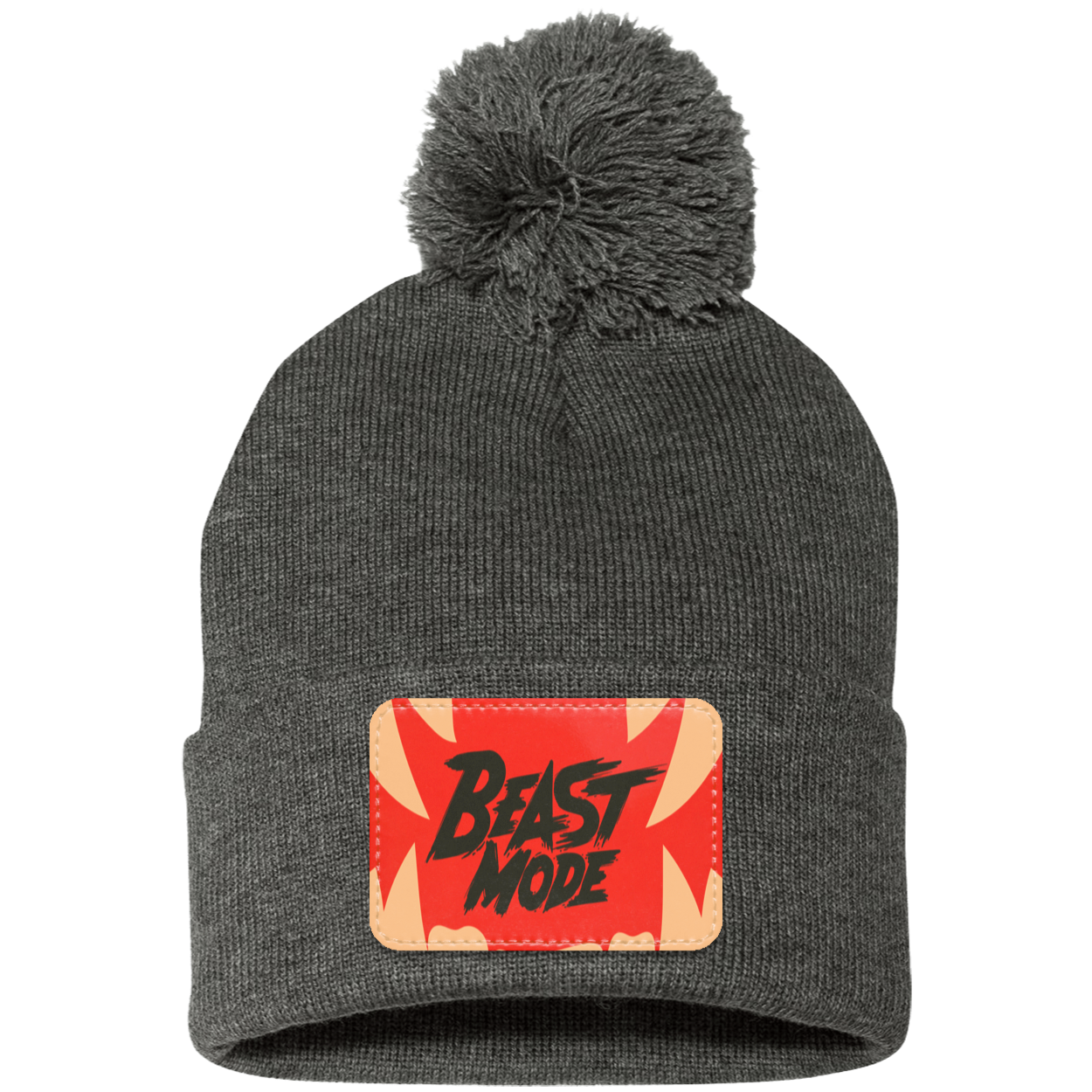 Beast Mode Fangs Pom Pom Knit Cap - Patch