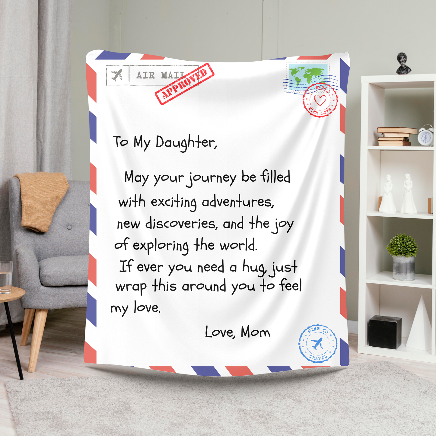 Adventure and Love Letter Blanket for Daughter 50"x60"