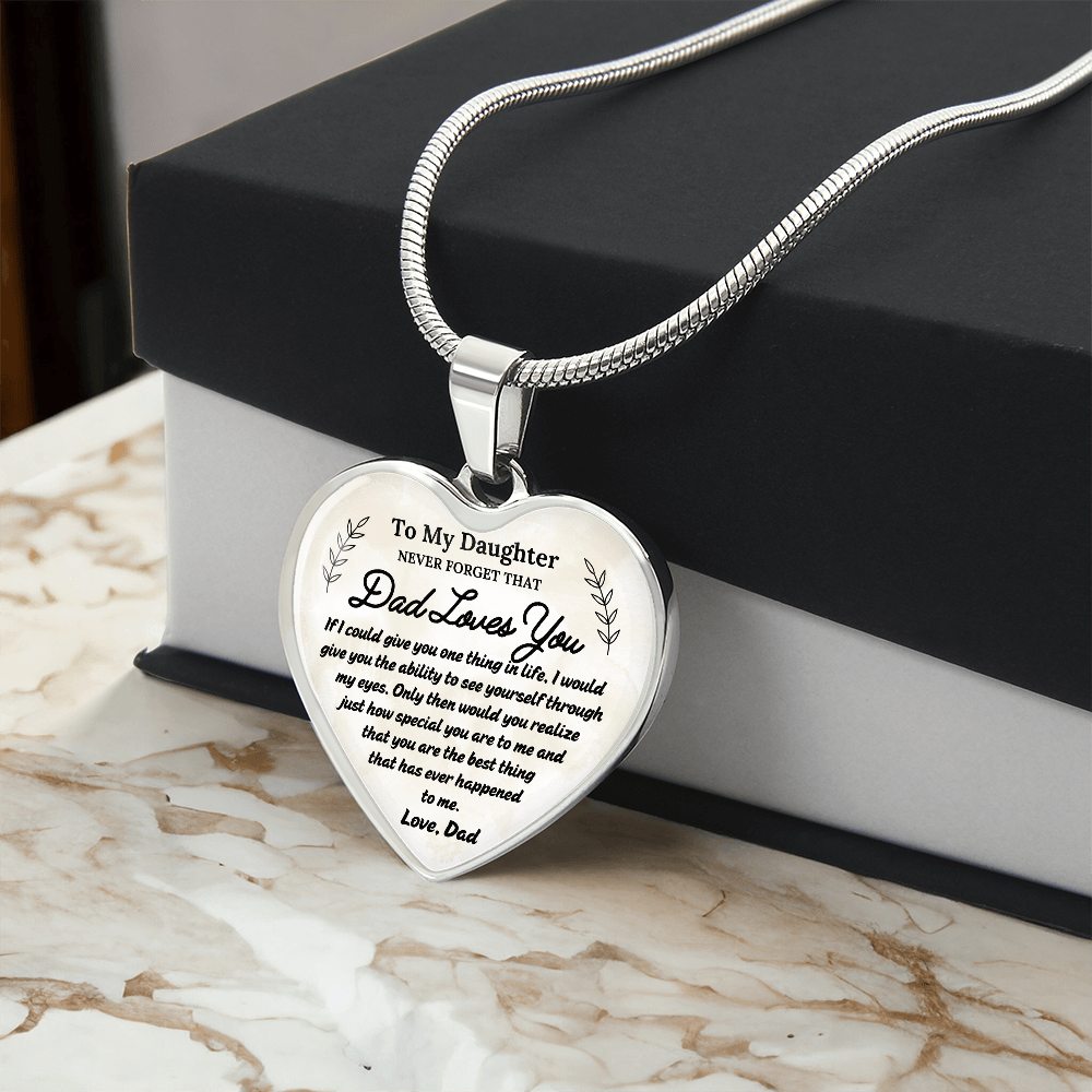 A Father's Love: To My Daughter Graphic Heart Necklace