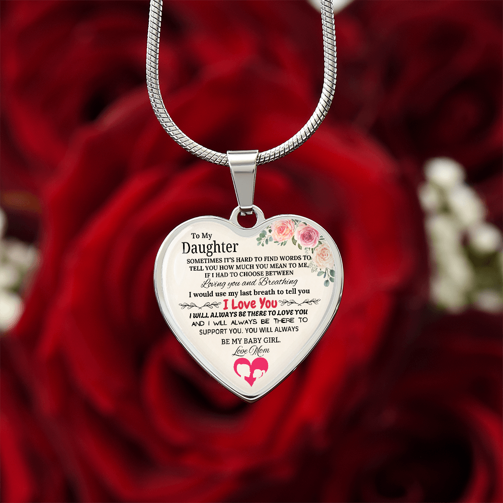 Forever My Baby Girl - To My Daughter Graphic Heart Necklace