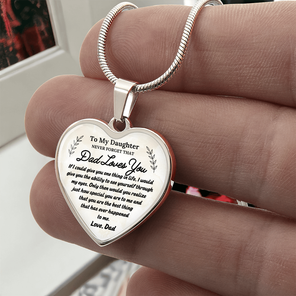 A Father's Love: To My Daughter Graphic Heart Necklace