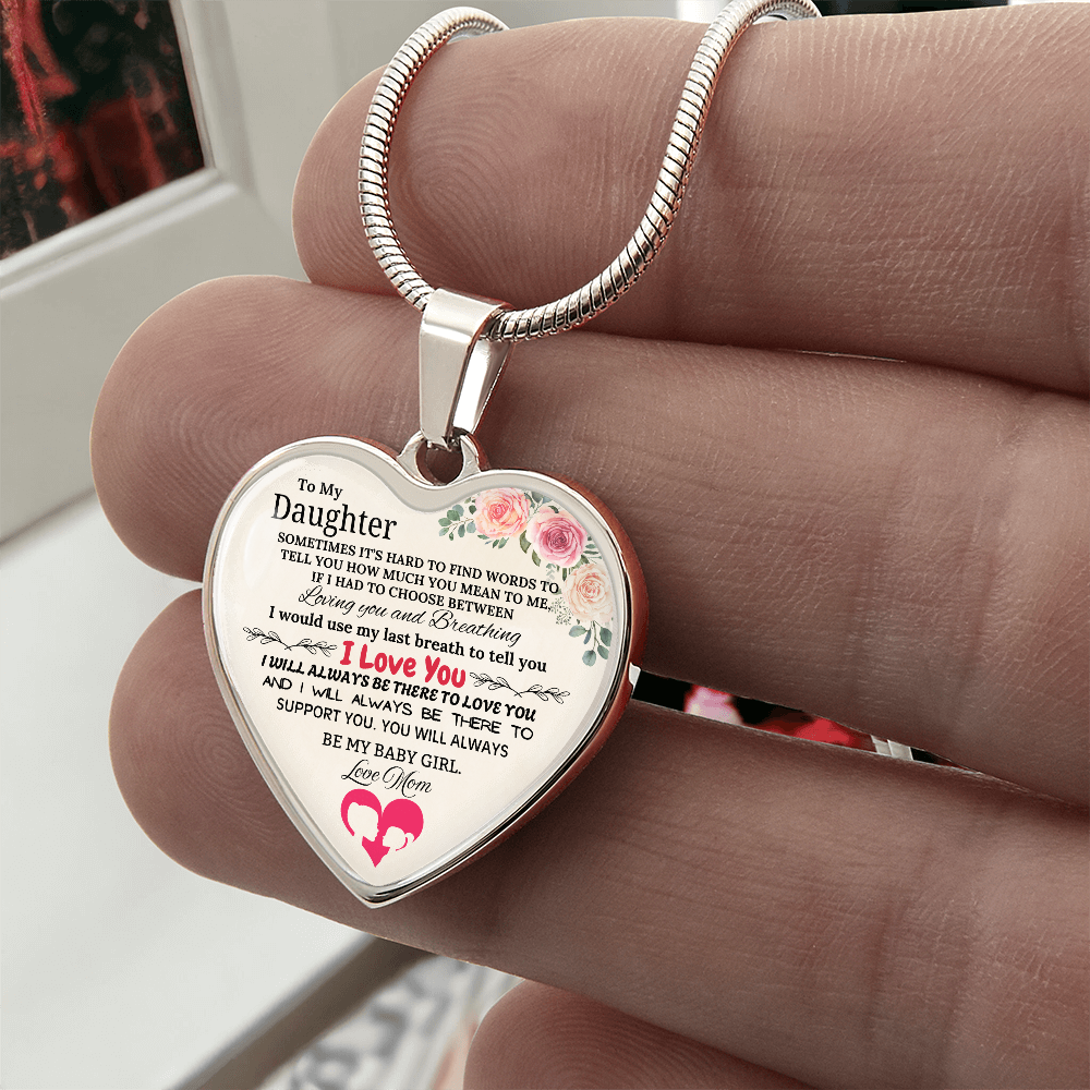 Forever My Baby Girl - To My Daughter Graphic Heart Necklace