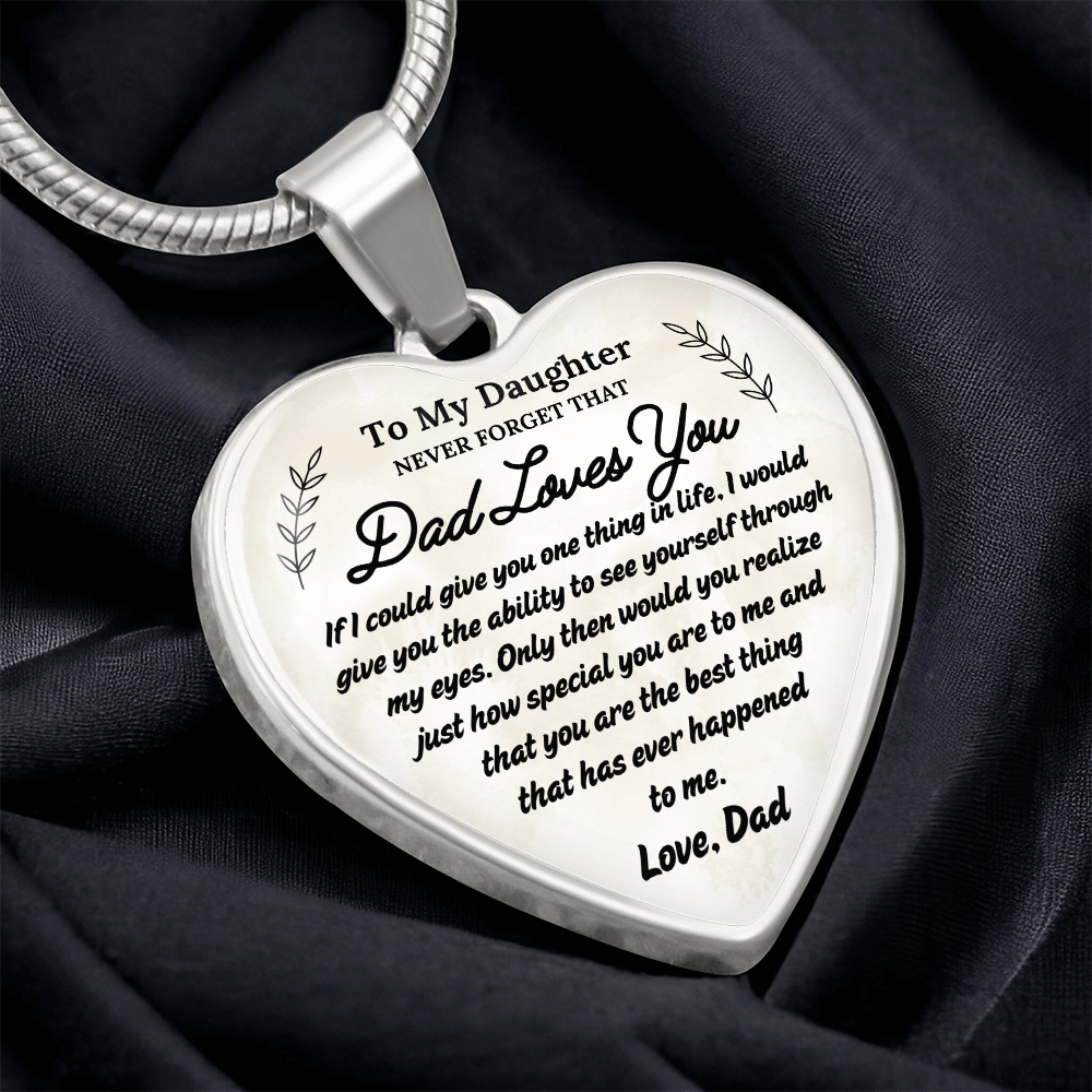 A Father's Love: To My Daughter Graphic Heart Necklace