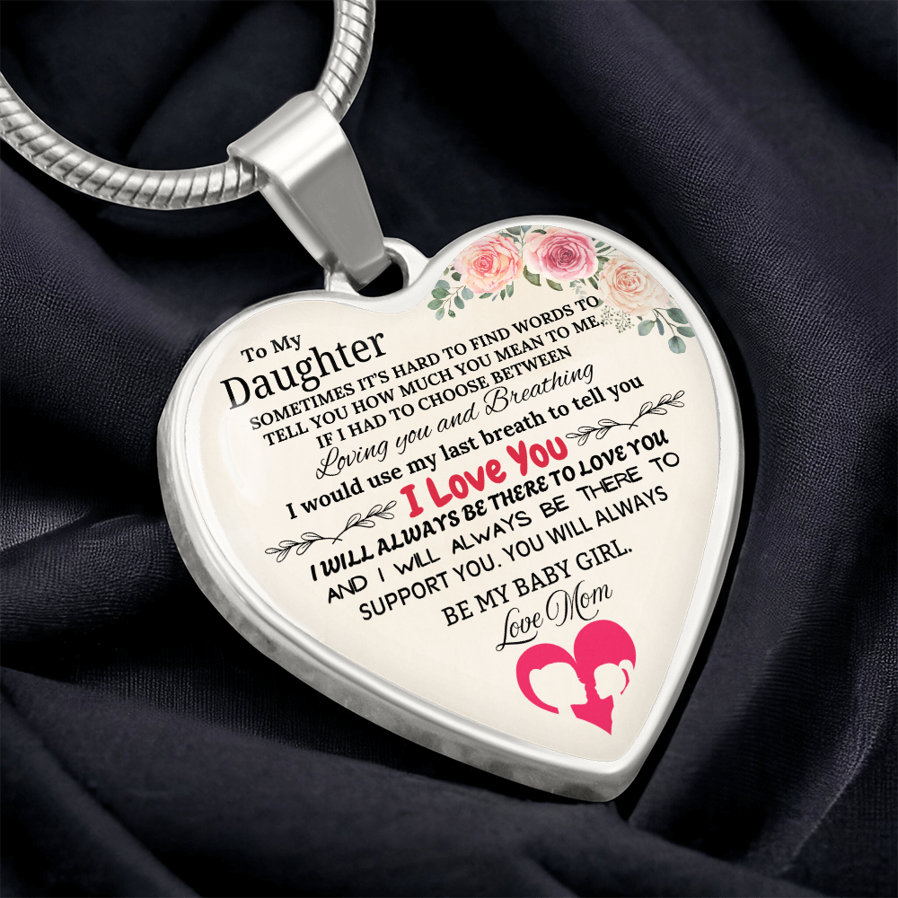 Forever My Baby Girl - To My Daughter Graphic Heart Necklace