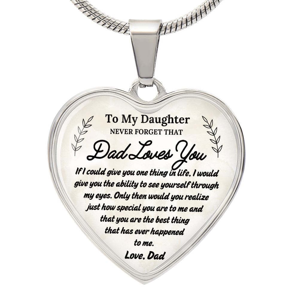 A Father's Love: To My Daughter Graphic Heart Necklace