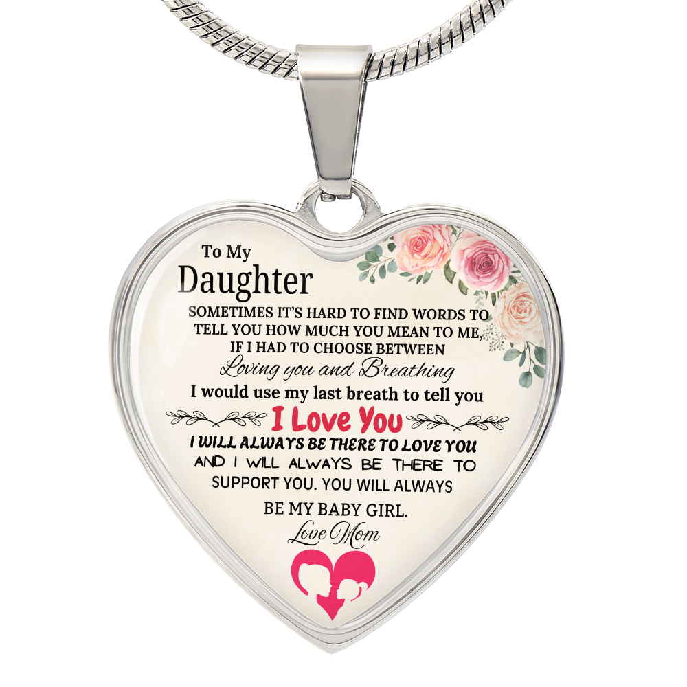 Forever My Baby Girl - To My Daughter Graphic Heart Necklace