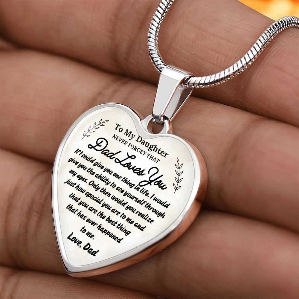 A Father's Love: To My Daughter Graphic Heart Necklace