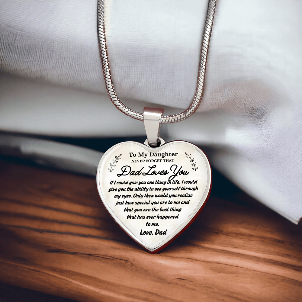 A Father's Love: To My Daughter Graphic Heart Necklace