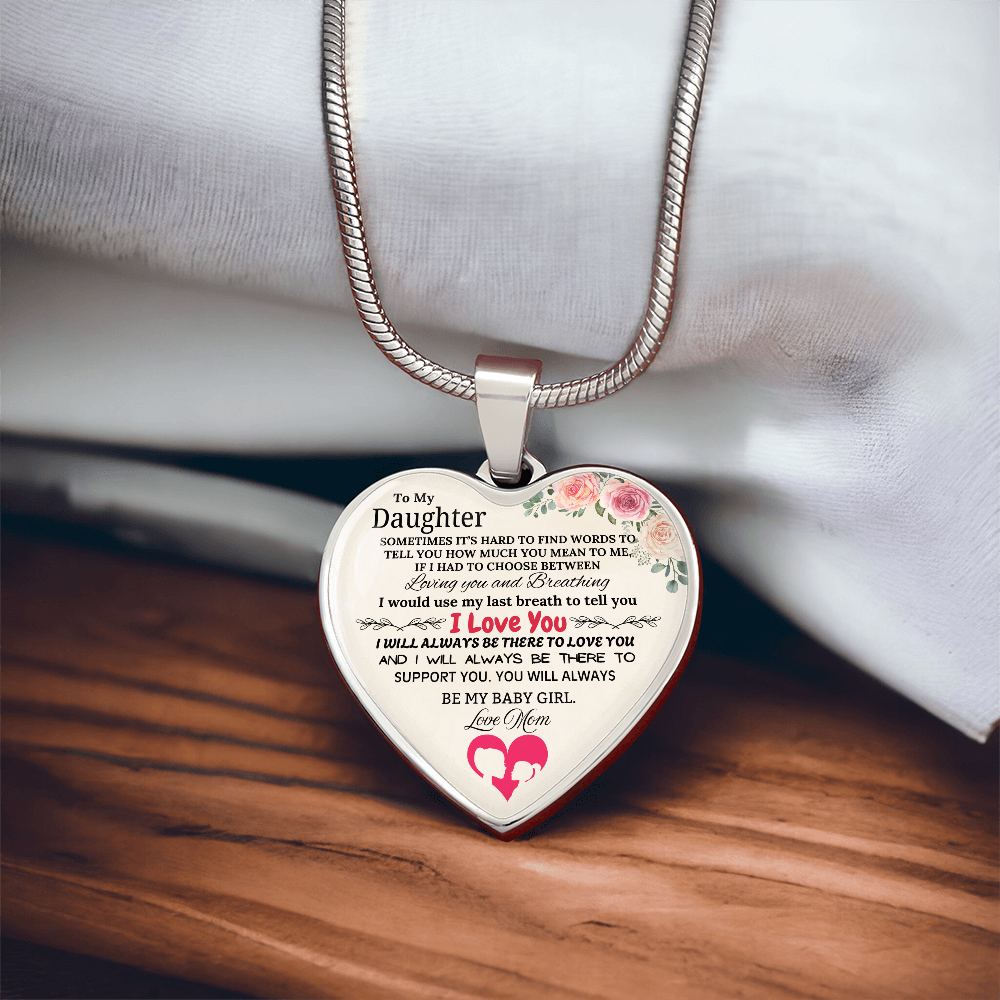 Forever My Baby Girl - To My Daughter Graphic Heart Necklace