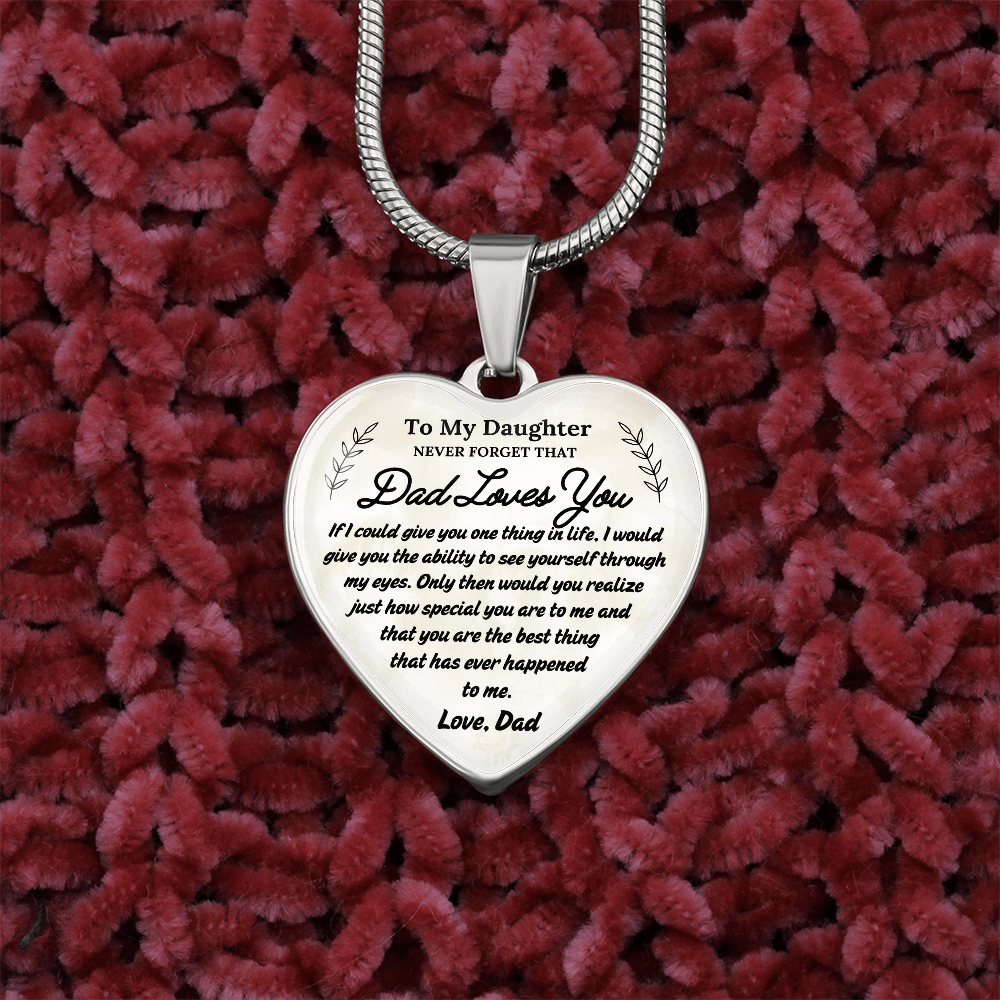 A Father's Love: To My Daughter Graphic Heart Necklace
