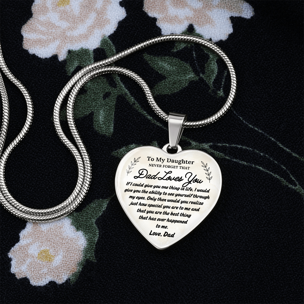 A Father's Love: To My Daughter Graphic Heart Necklace
