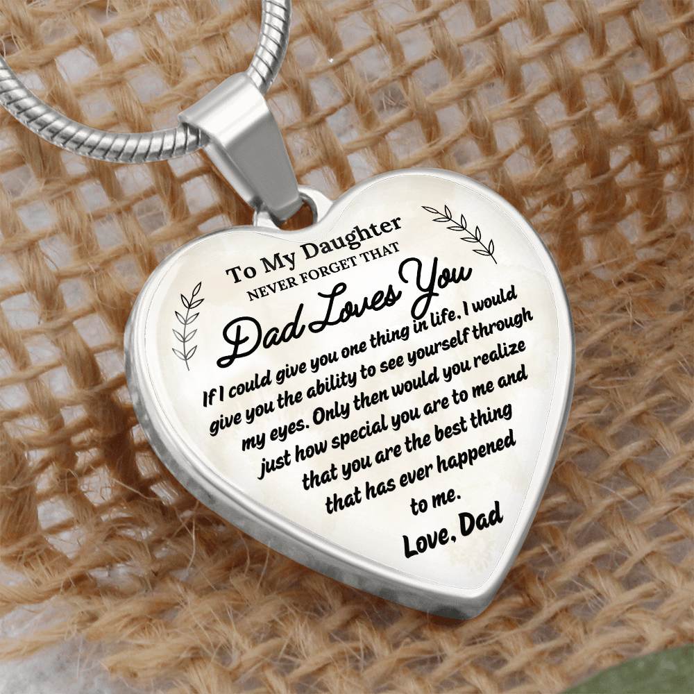 A Father's Love: To My Daughter Graphic Heart Necklace