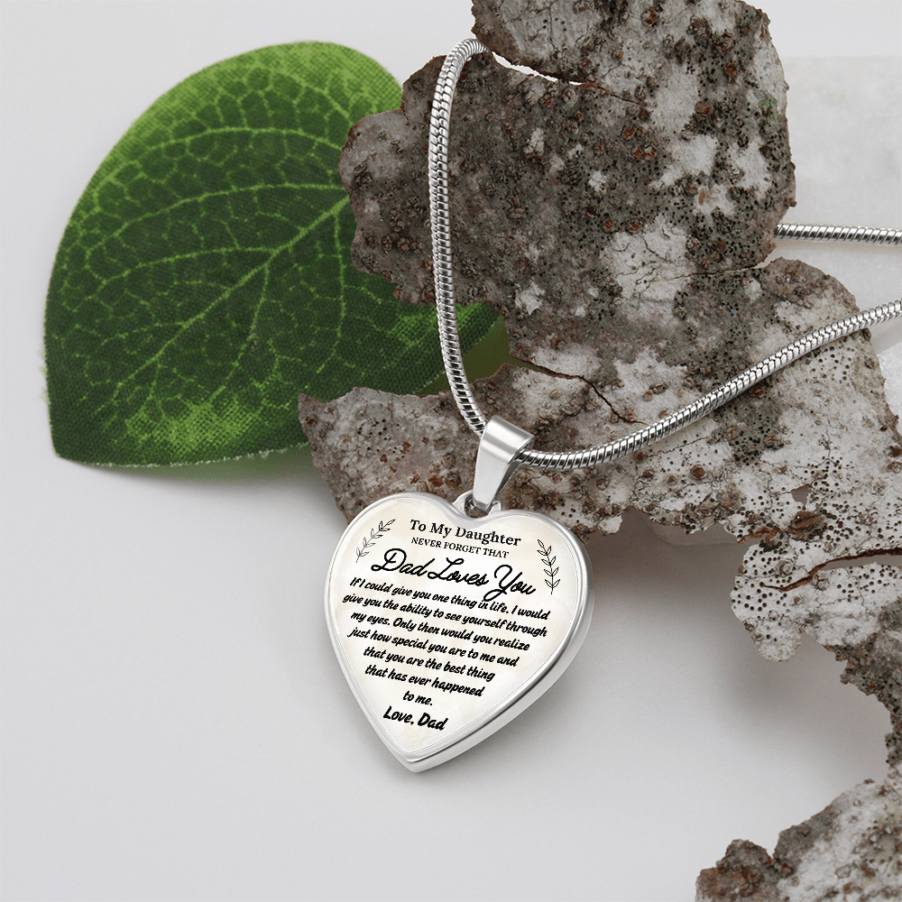 A Father's Love: To My Daughter Graphic Heart Necklace
