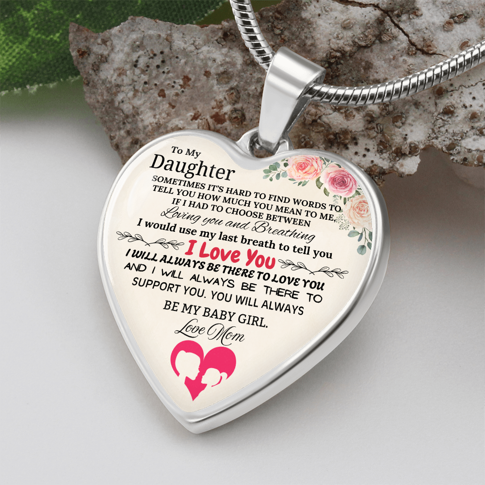 Forever My Baby Girl - To My Daughter Graphic Heart Necklace