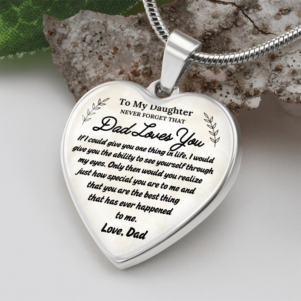 A Father's Love: To My Daughter Graphic Heart Necklace