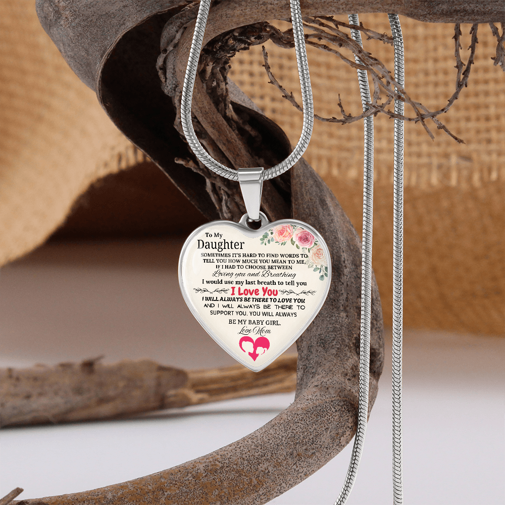Forever My Baby Girl - To My Daughter Graphic Heart Necklace