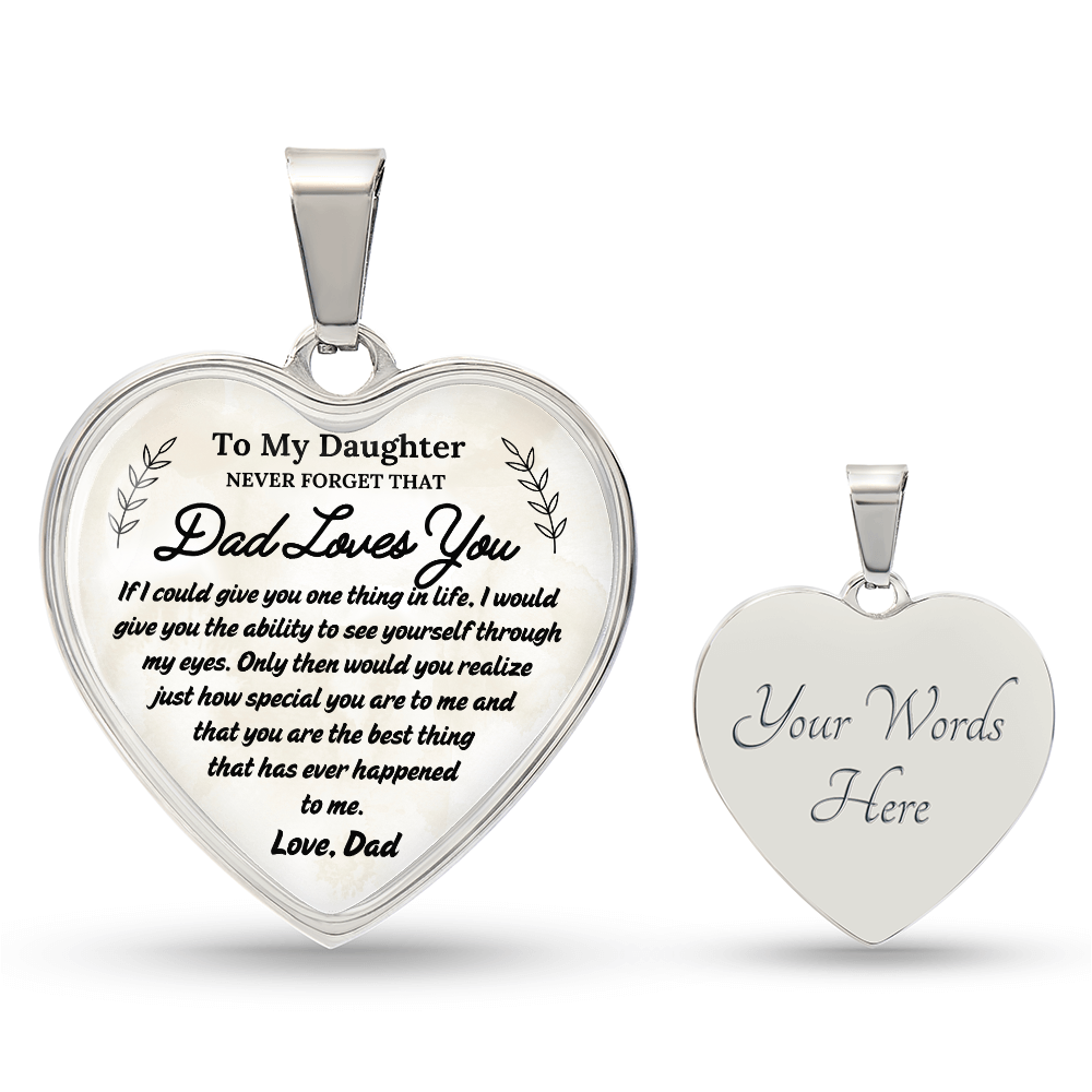 A Father's Love: To My Daughter Graphic Heart Necklace