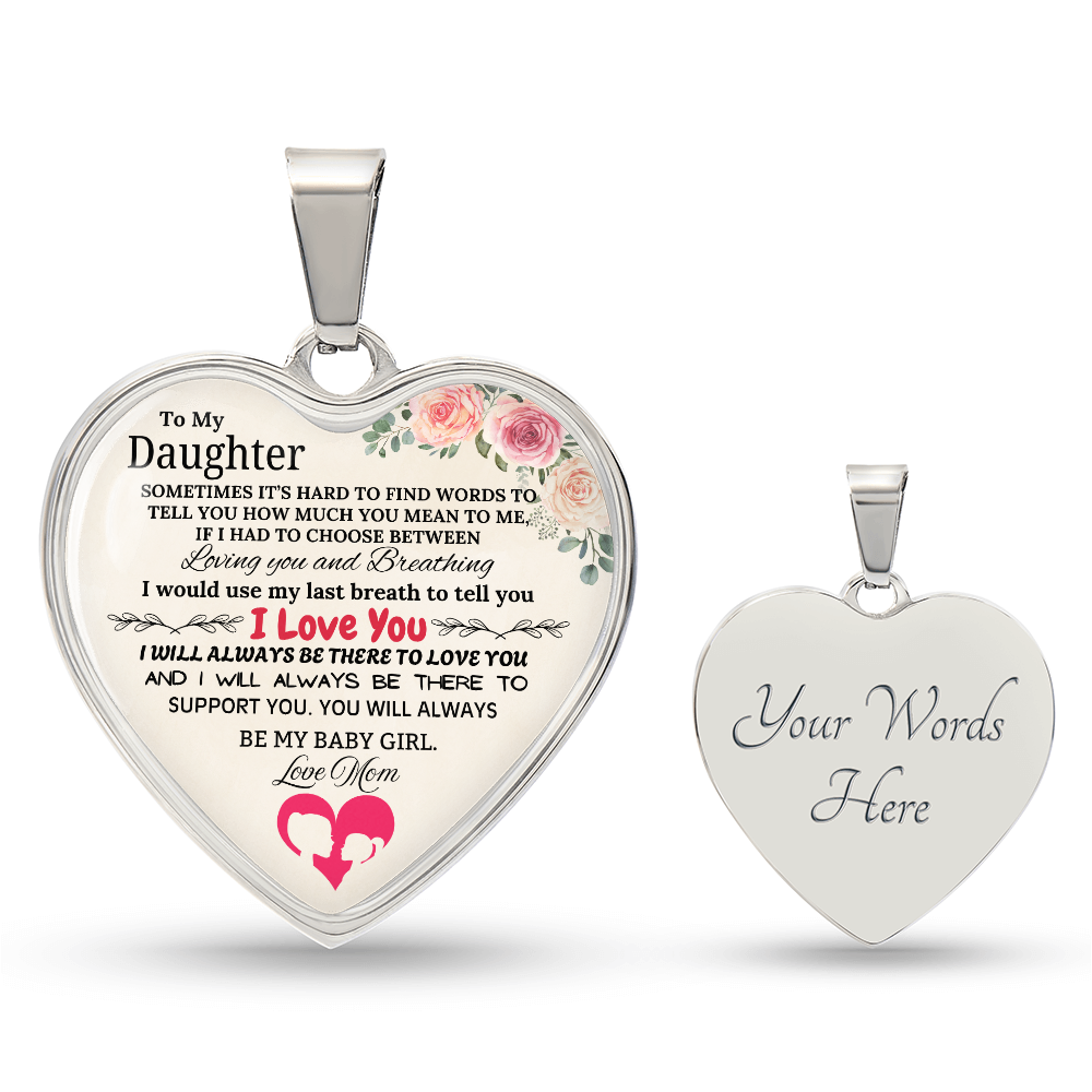 Forever My Baby Girl - To My Daughter Graphic Heart Necklace