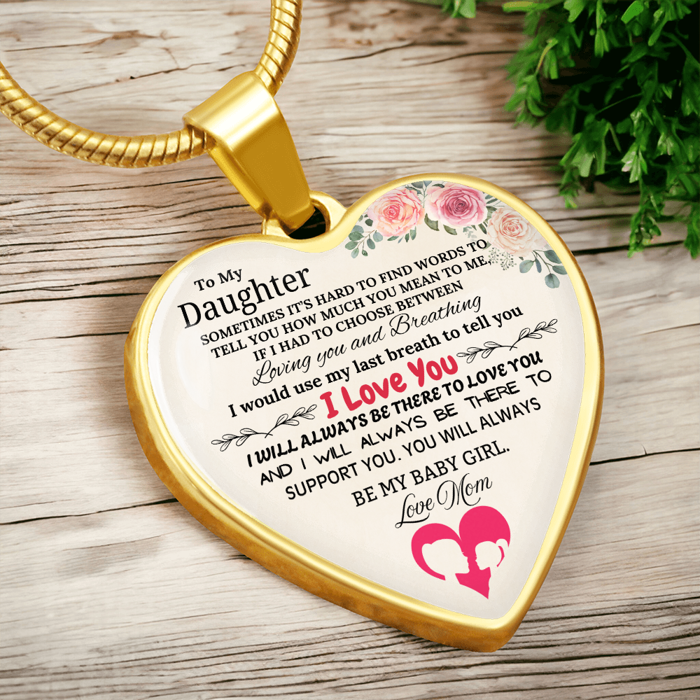 Forever My Baby Girl - To My Daughter Graphic Heart Necklace