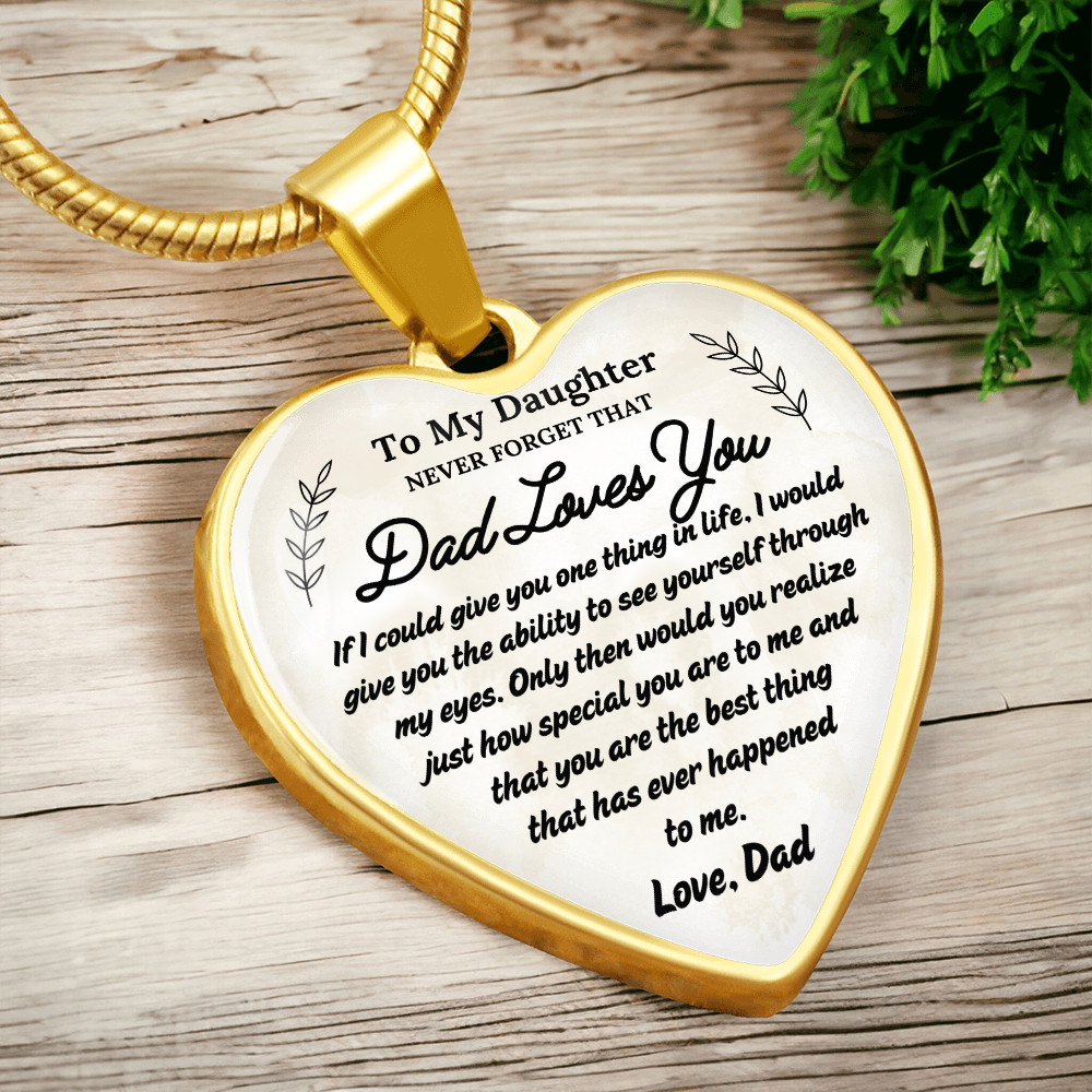 A Father's Love: To My Daughter Graphic Heart Necklace