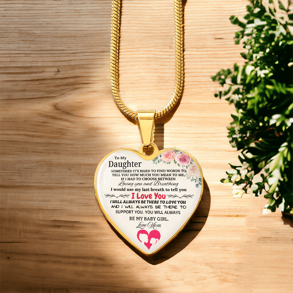 Forever My Baby Girl - To My Daughter Graphic Heart Necklace