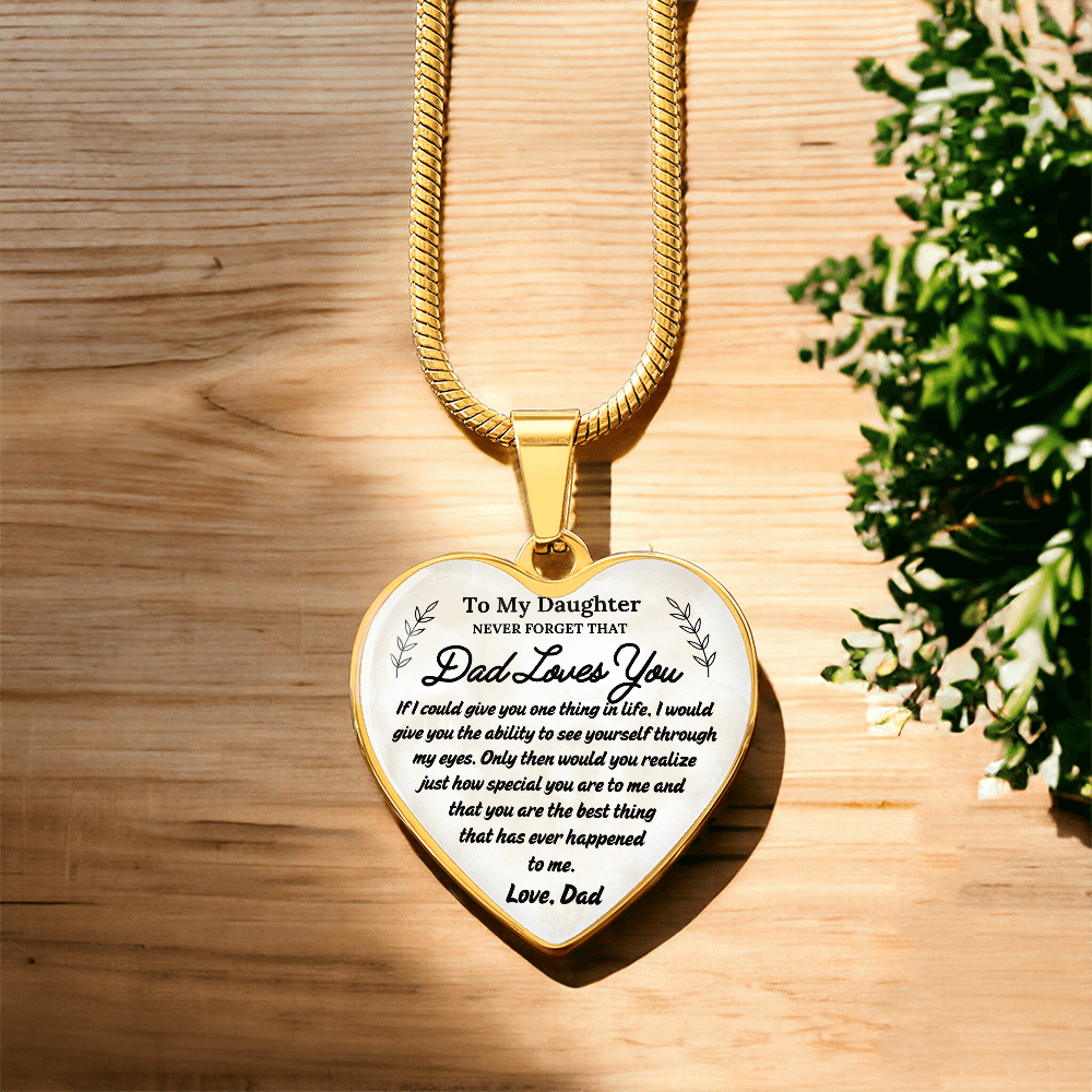 A Father's Love: To My Daughter Graphic Heart Necklace