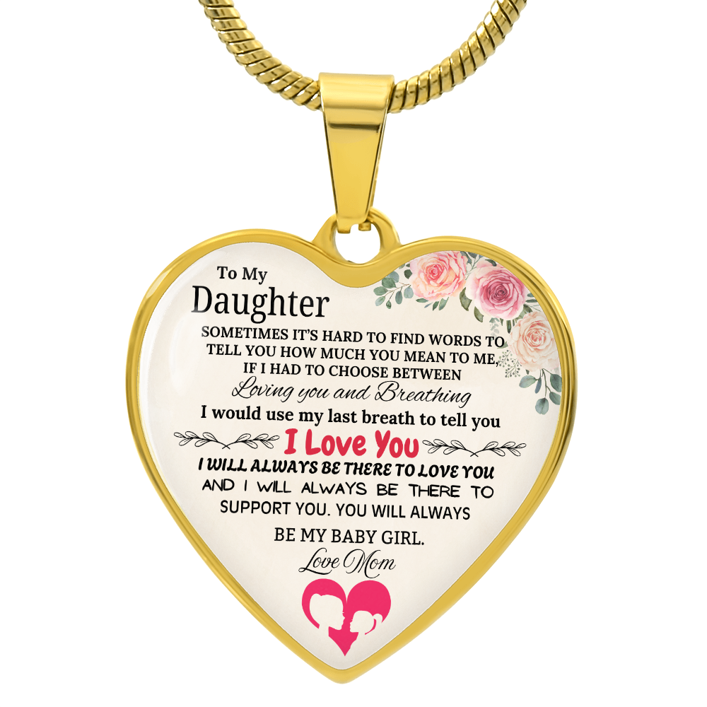 Forever My Baby Girl - To My Daughter Graphic Heart Necklace