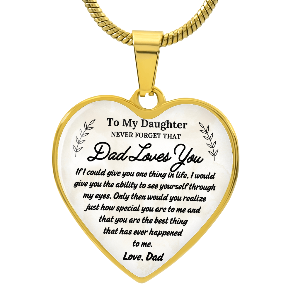 A Father's Love: To My Daughter Graphic Heart Necklace