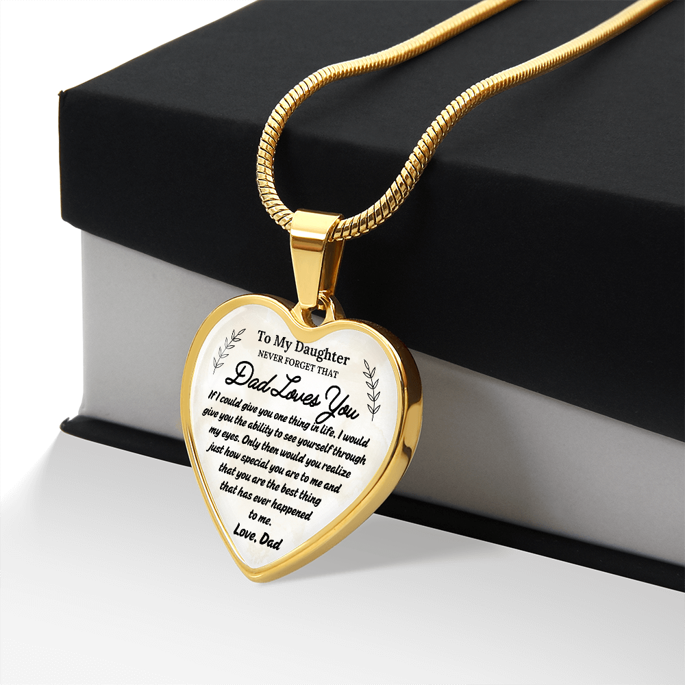 A Father's Love: To My Daughter Graphic Heart Necklace
