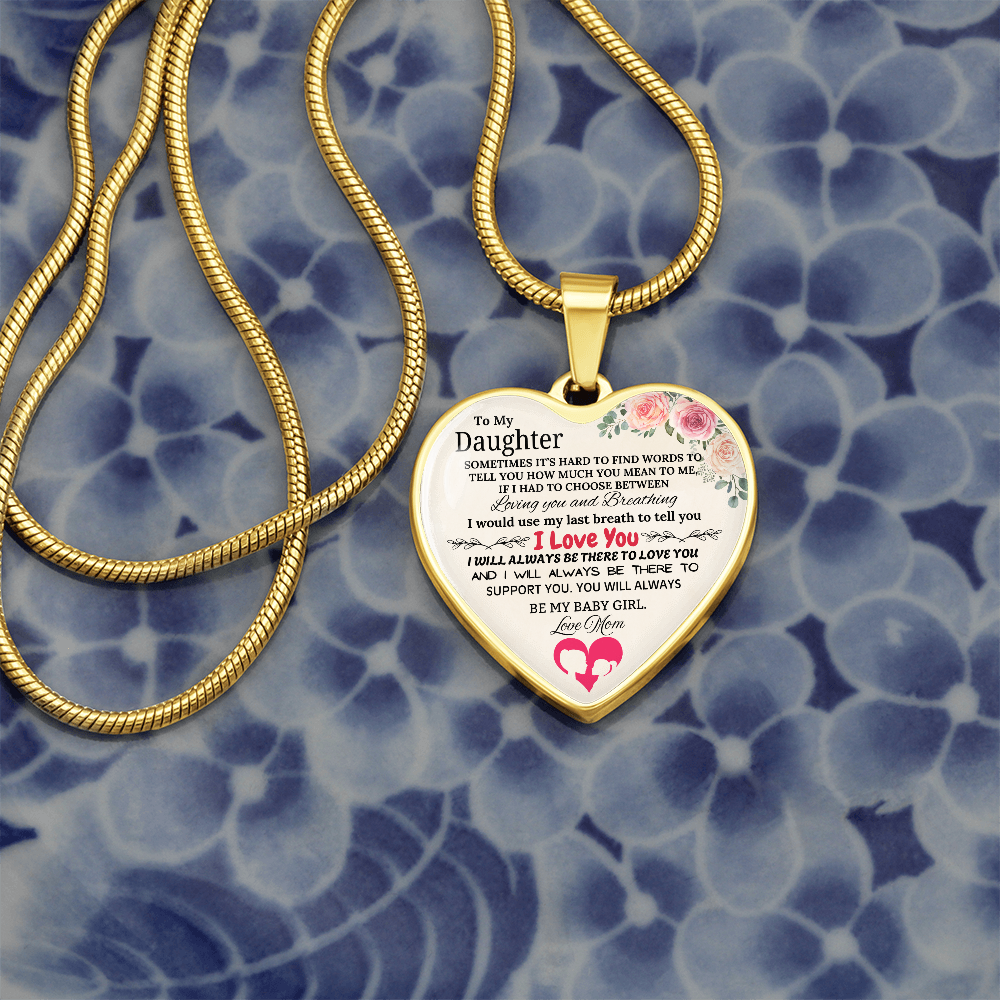 Forever My Baby Girl - To My Daughter Graphic Heart Necklace