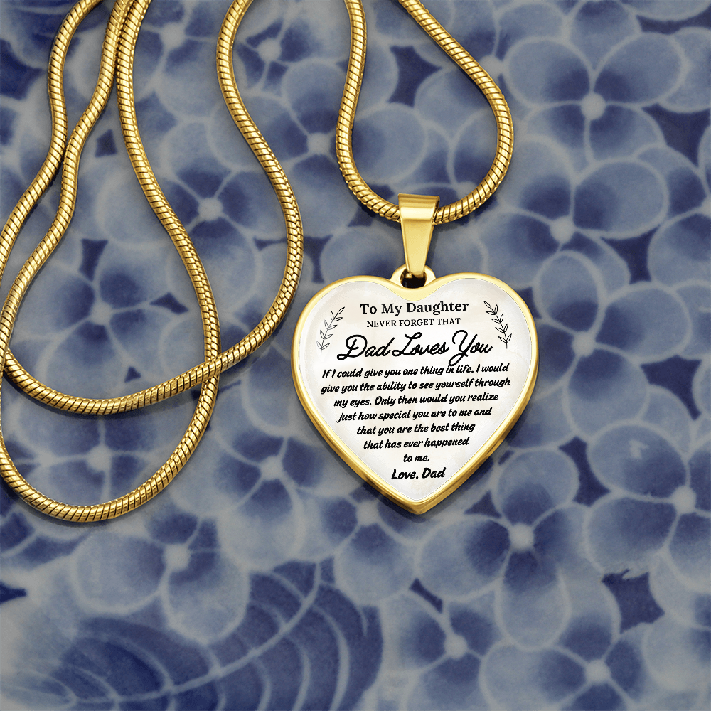 A Father's Love: To My Daughter Graphic Heart Necklace