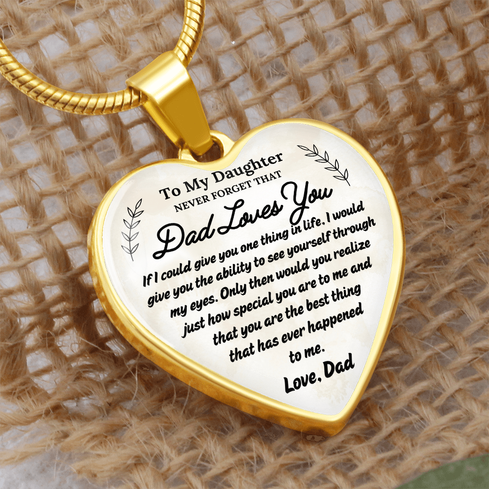 A Father's Love: To My Daughter Graphic Heart Necklace