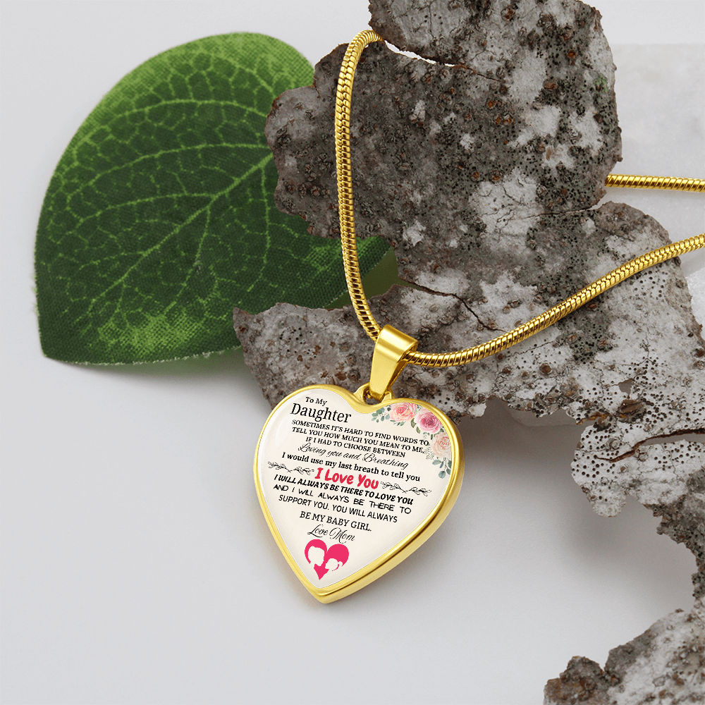 Forever My Baby Girl - To My Daughter Graphic Heart Necklace