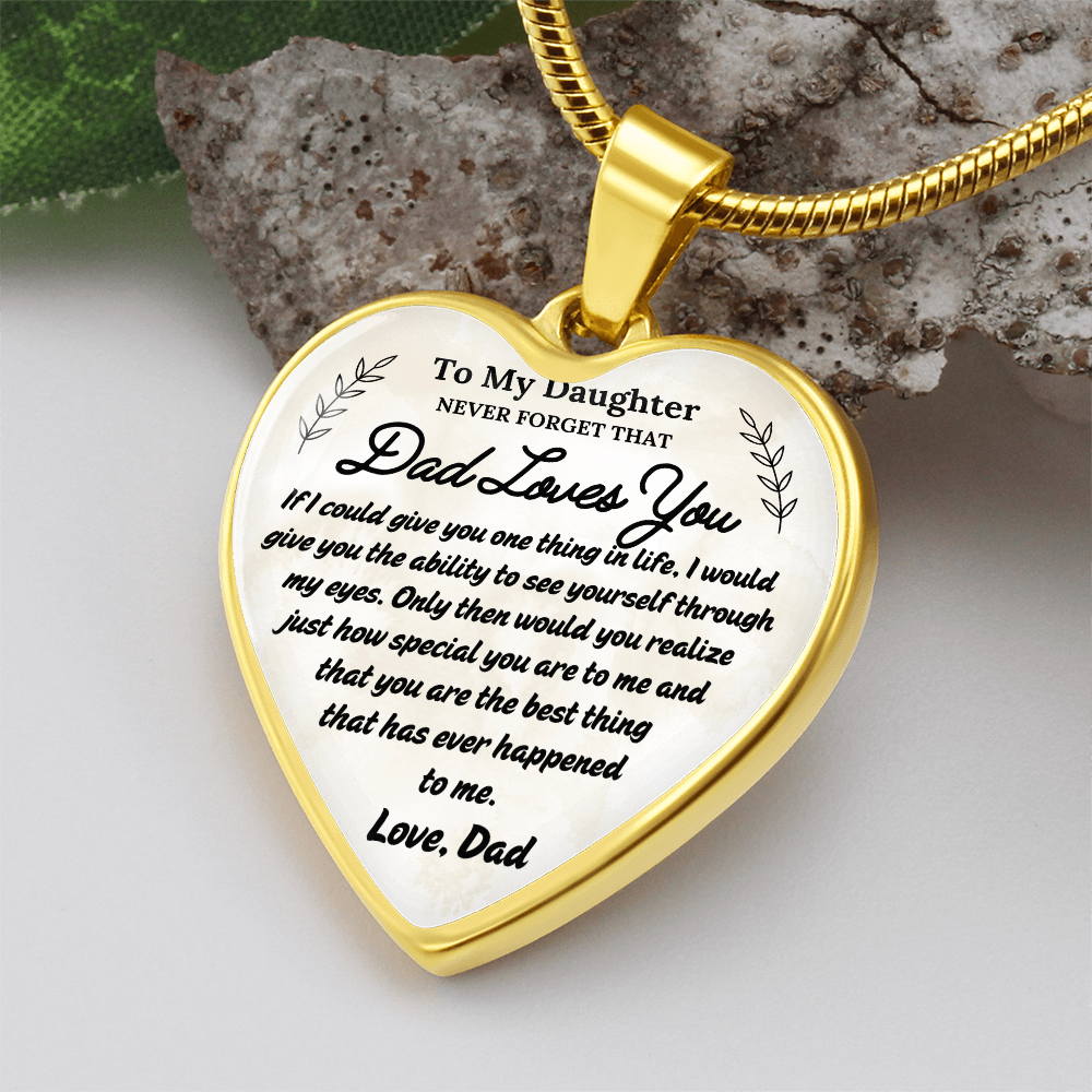 A Father's Love: To My Daughter Graphic Heart Necklace