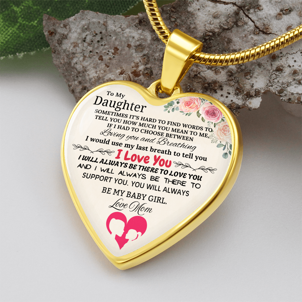 Forever My Baby Girl - To My Daughter Graphic Heart Necklace