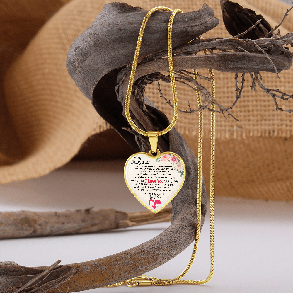 Forever My Baby Girl - To My Daughter Graphic Heart Necklace