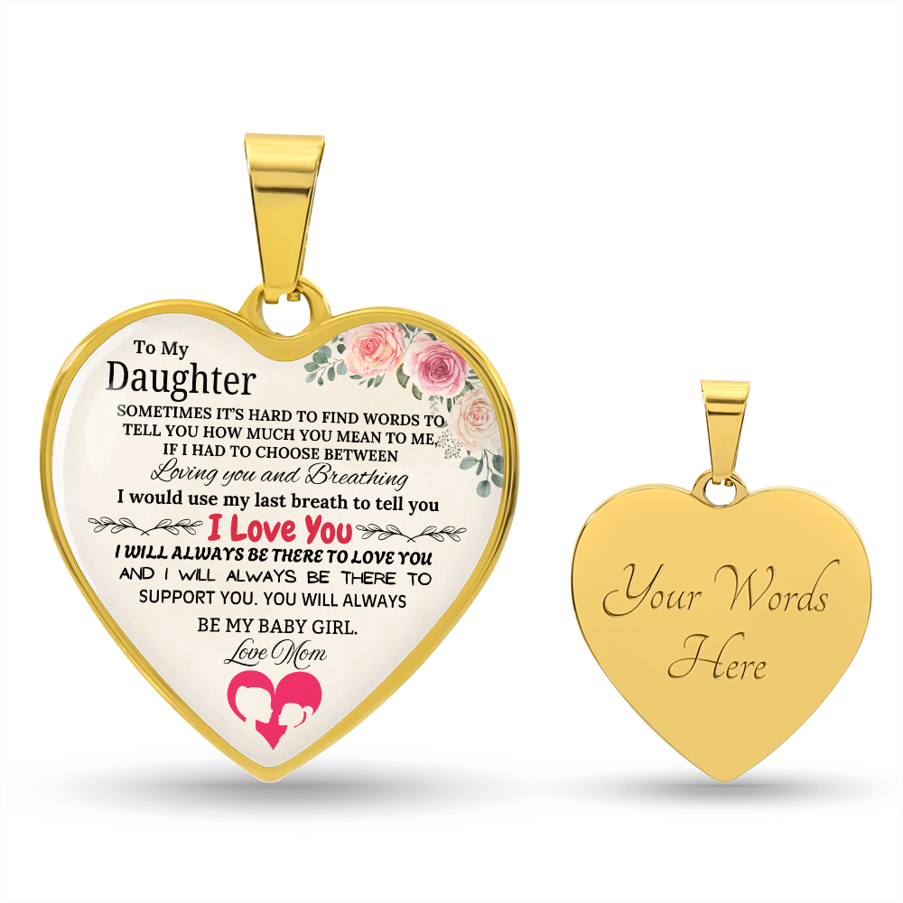 Forever My Baby Girl - To My Daughter Graphic Heart Necklace
