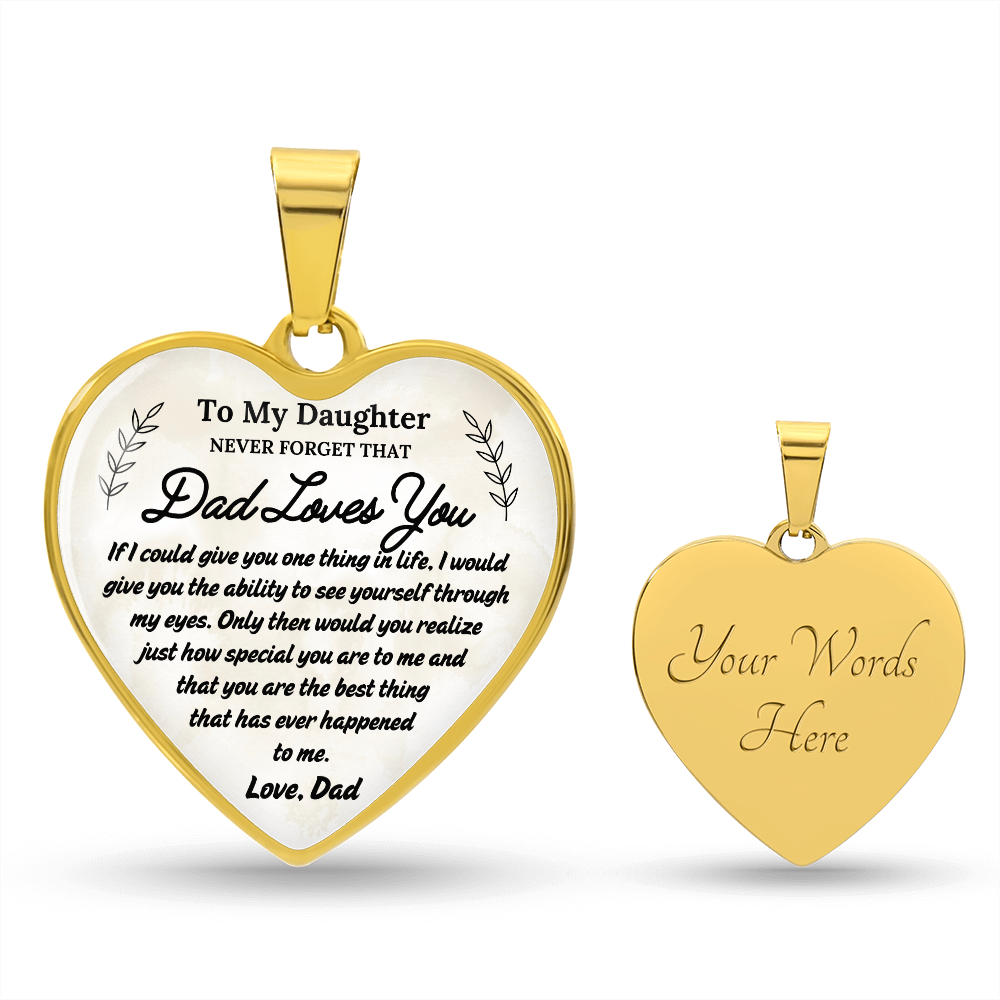 A Father's Love: To My Daughter Graphic Heart Necklace