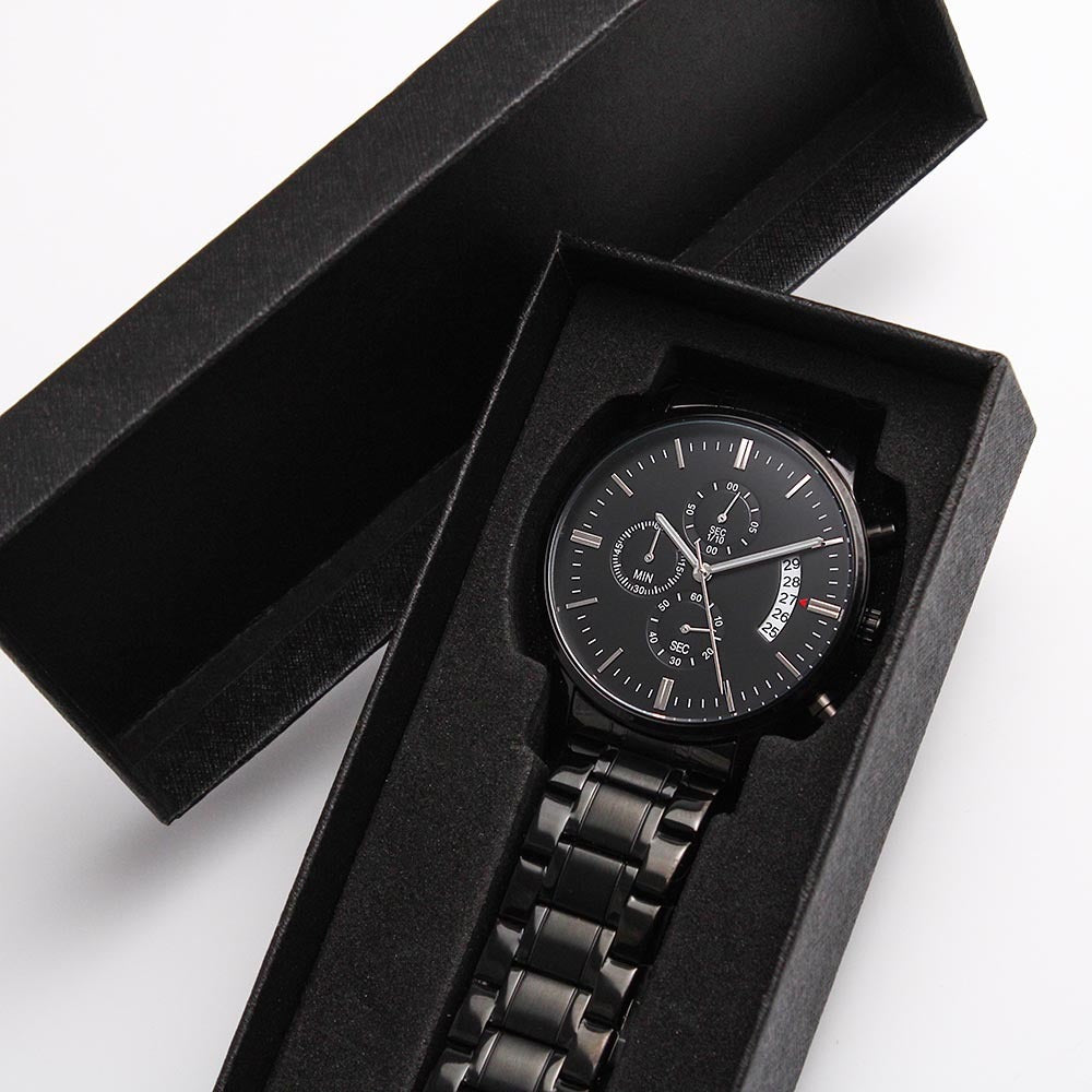 Best Dad in the World - Engraved Design Black Chronograph Watch