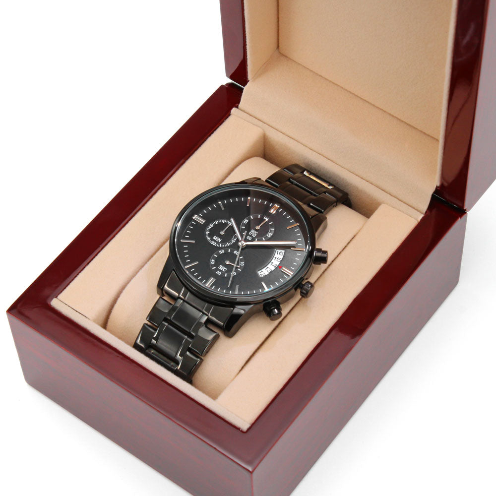 Best Dad in the World - Engraved Design Black Chronograph Watch