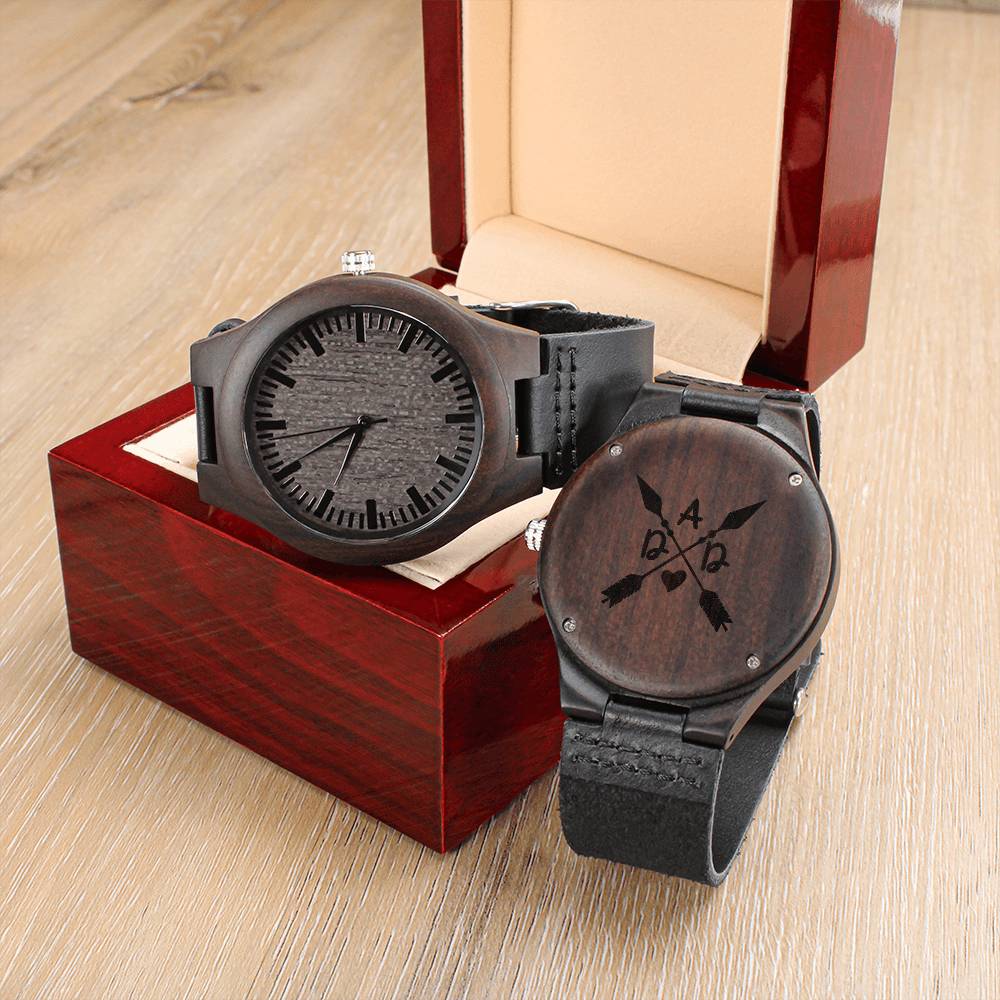 DAD - Love In All Directions Engraved Wooden Watch