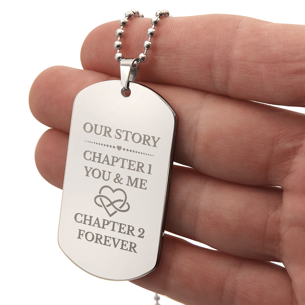 Our Story Engraved Dog Tag Necklace