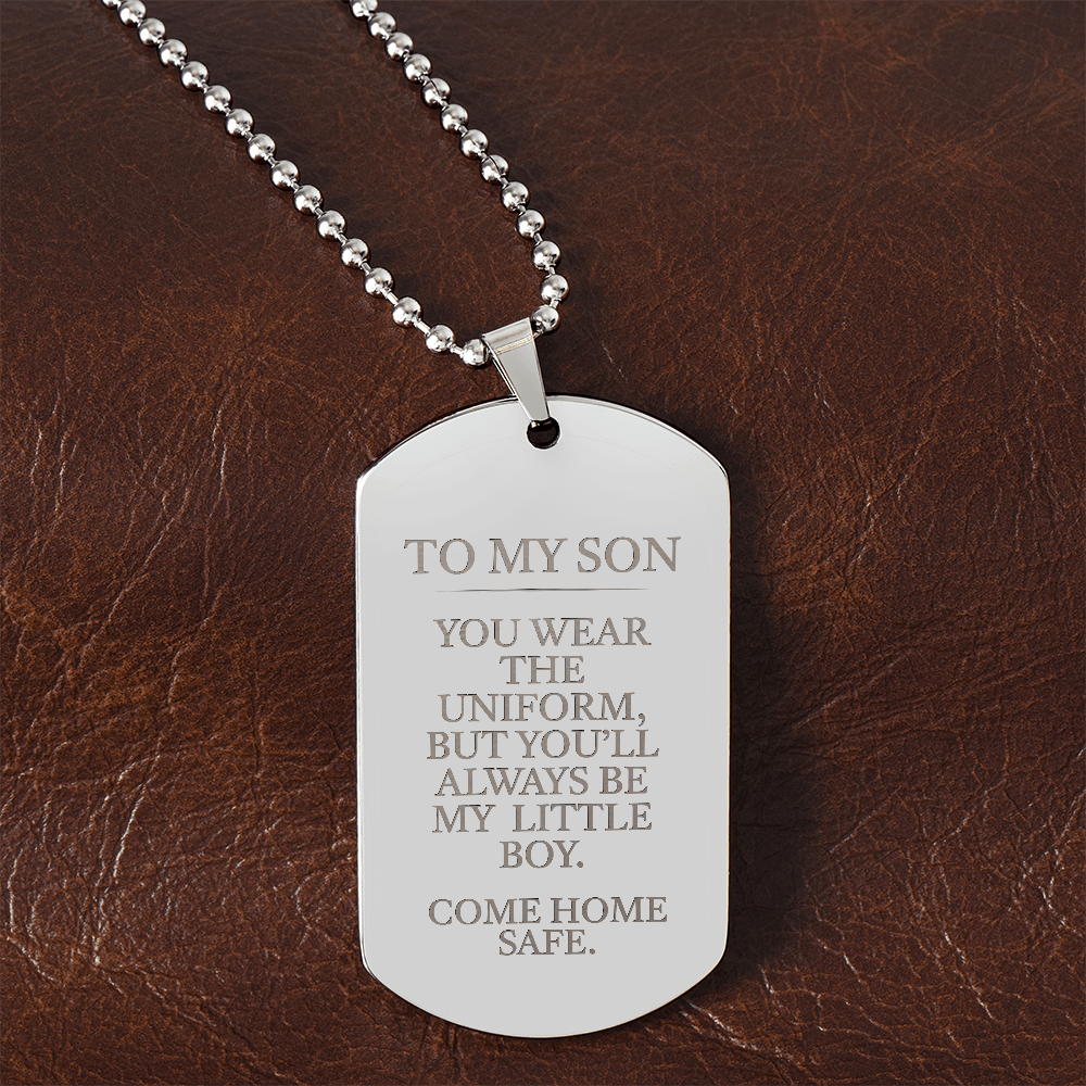 Come Home Safe - Military Son Engraved Dog Tag Necklace