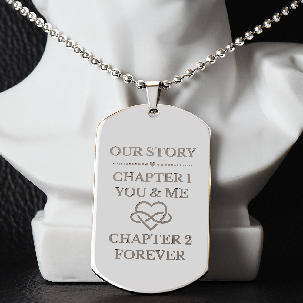 Our Story Engraved Dog Tag Necklace
