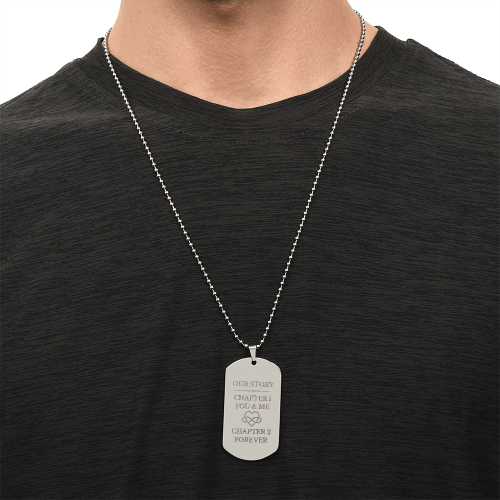 Our Story Engraved Dog Tag Necklace