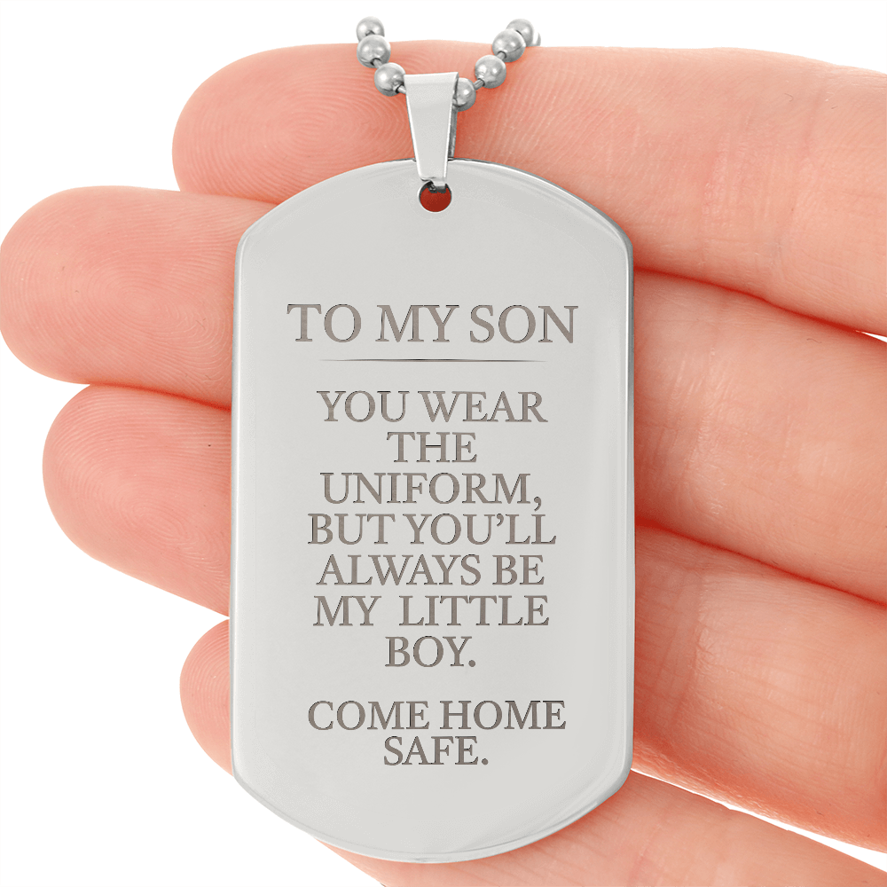 Come Home Safe - Military Son Engraved Dog Tag Necklace