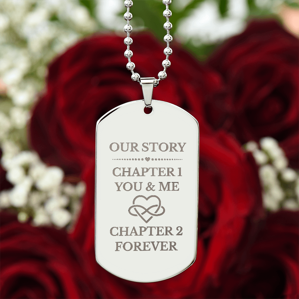 Our Story Engraved Dog Tag Necklace