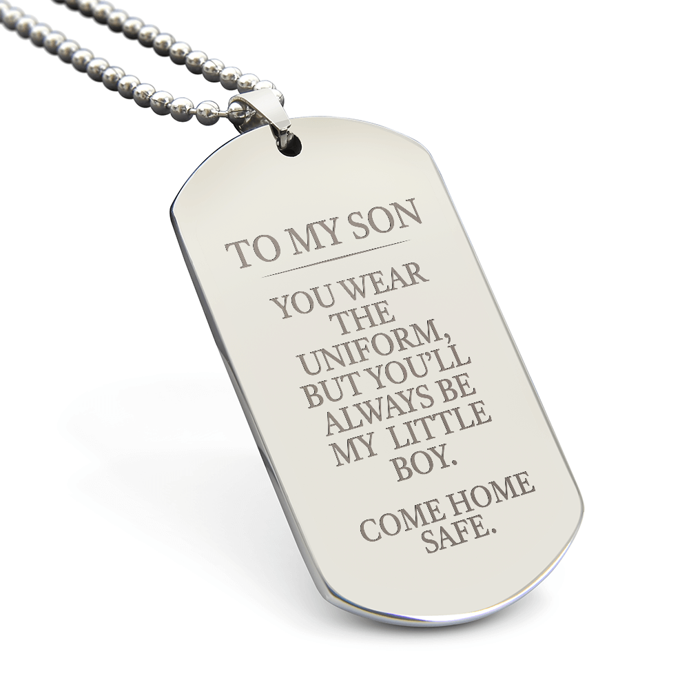 Come Home Safe - Military Son Engraved Dog Tag Necklace